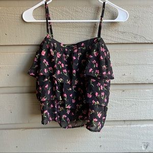 *NWT* Forever 21 black floral strapped top